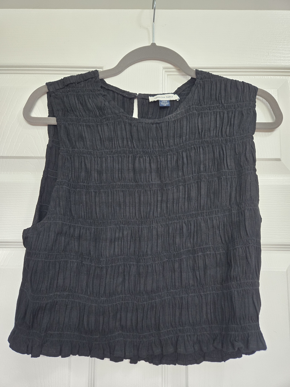 American Eagle Outfitters Black Smocked Top